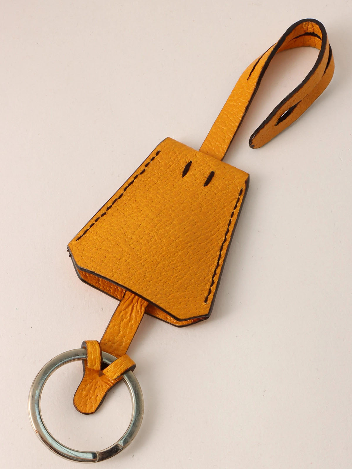 帆布皮革组合标志压纹口金手提包 棕色/黄色