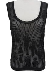 2003年製 メッシュピープルモチーフノースリーブトップス ブラック