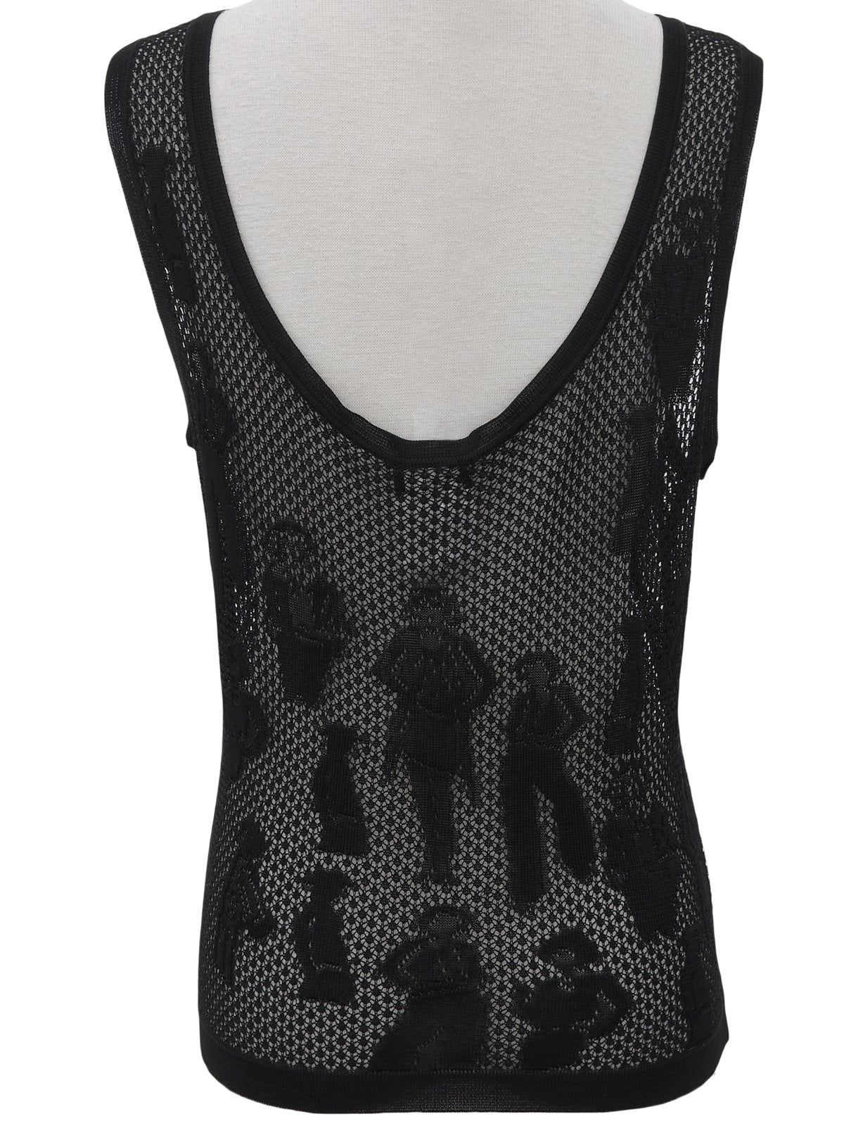 2003年製 メッシュピープルモチーフノースリーブトップス ブラック