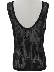 2003年製 メッシュピープルモチーフノースリーブトップス ブラック