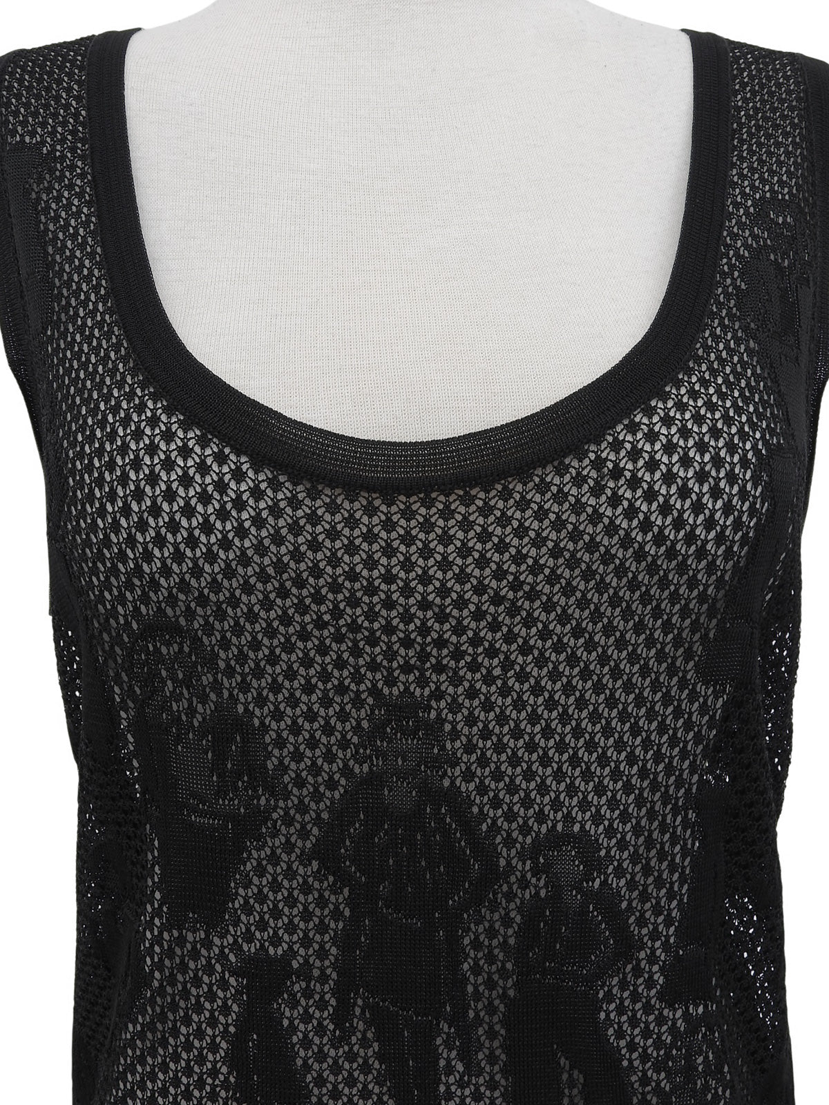 2003年製 メッシュピープルモチーフノースリーブトップス ブラック