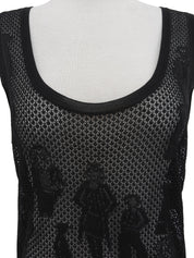 2003年製 メッシュピープルモチーフノースリーブトップス ブラック