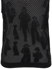 2003年製 メッシュピープルモチーフノースリーブトップス ブラック