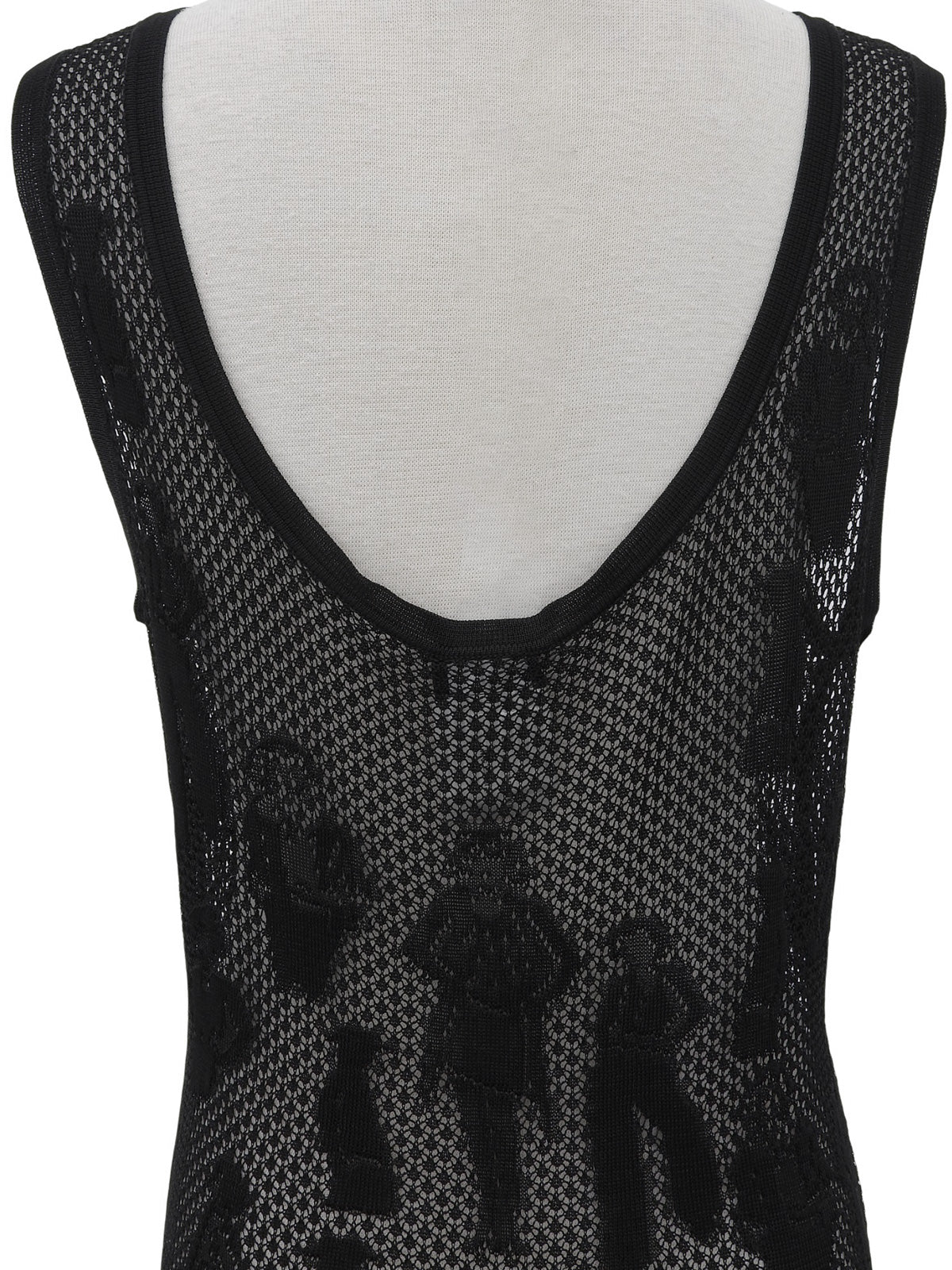 2003年製 メッシュピープルモチーフノースリーブトップス ブラック