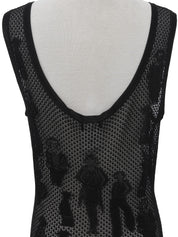 2003年製 メッシュピープルモチーフノースリーブトップス ブラック