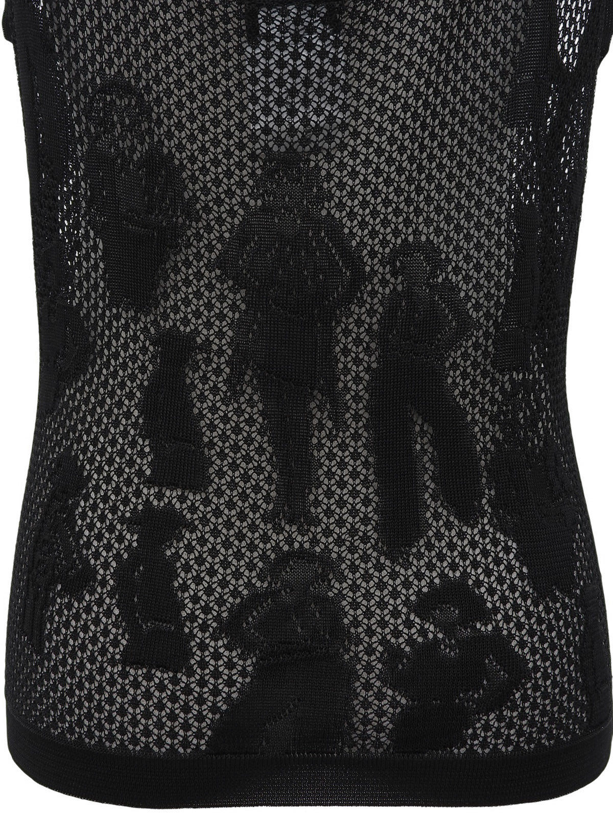 2003年製 メッシュピープルモチーフノースリーブトップス ブラック