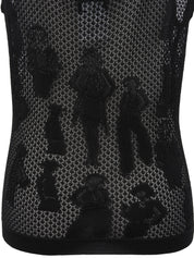 2003年製 メッシュピープルモチーフノースリーブトップス ブラック