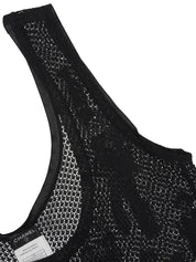 2003年製 メッシュピープルモチーフノースリーブトップス ブラック