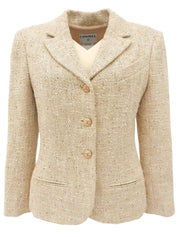 2003 Tweed CC Mark Button Jacket, Beige