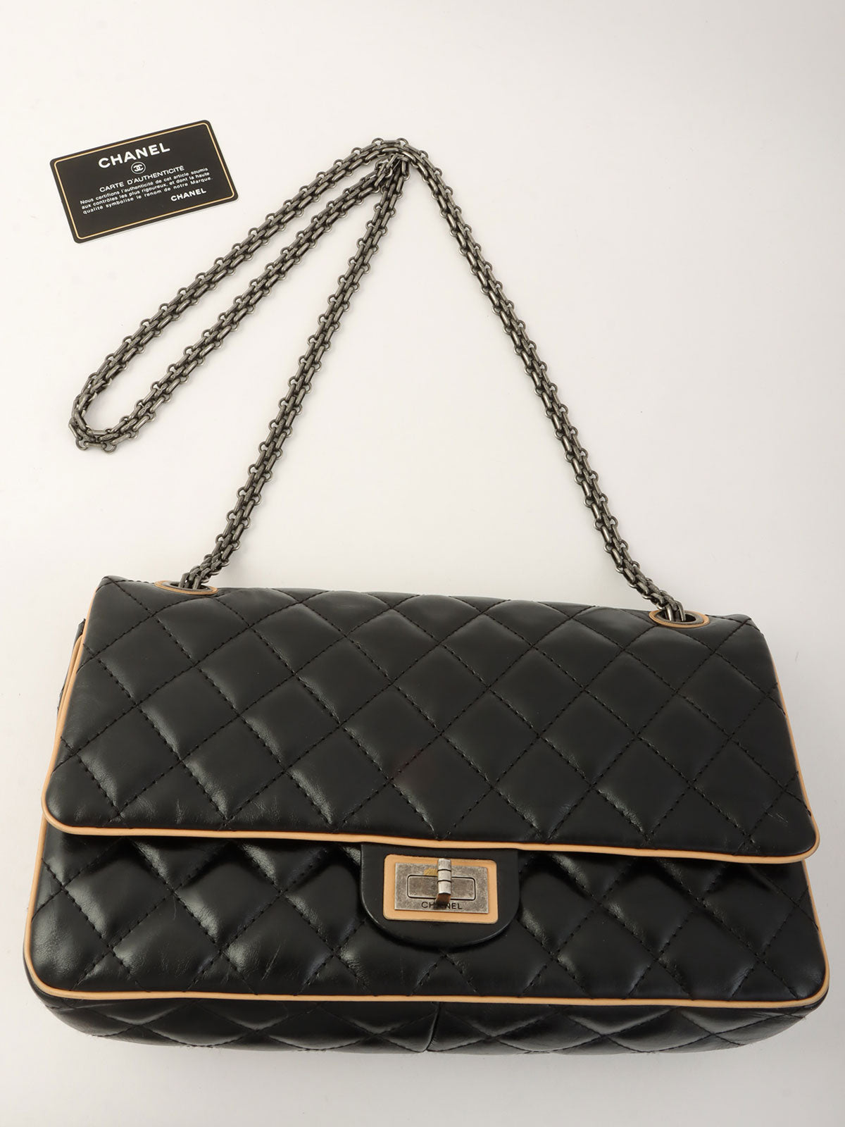 2013 2.55 Chain Shoulder Bag Black/Beige
