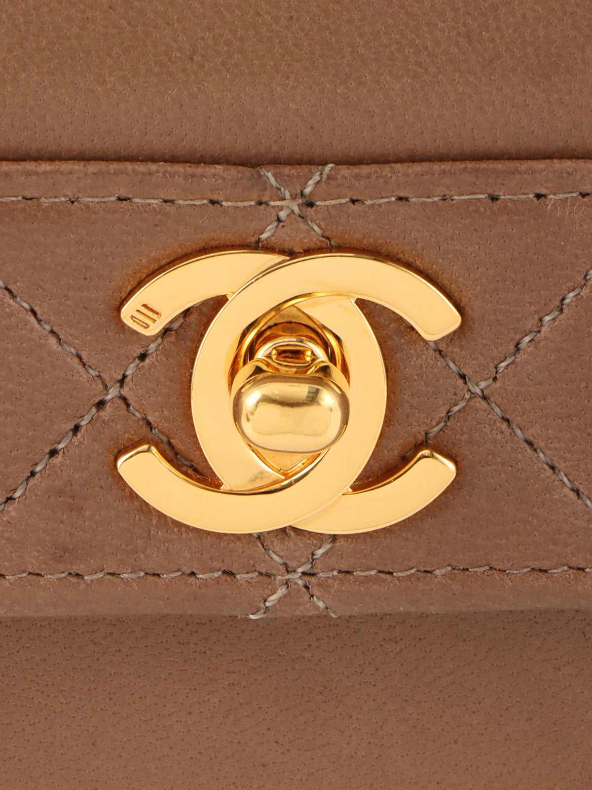 1990s CC Turnlock Chain Shoulder Bag, Brown