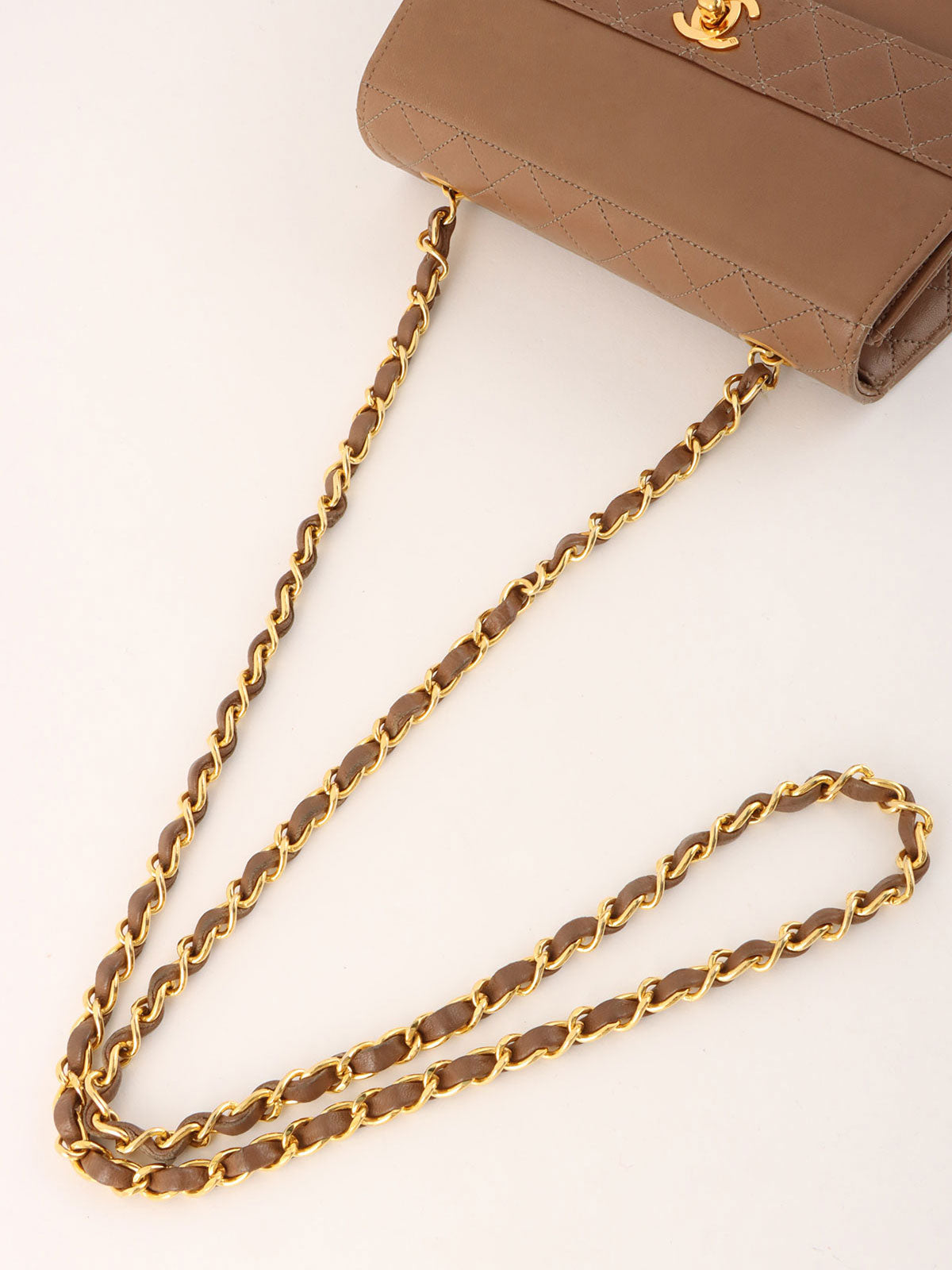 1990s CC Turnlock Chain Shoulder Bag, Brown