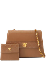 1990s CC Turnlock Chain Shoulder Bag, Brown