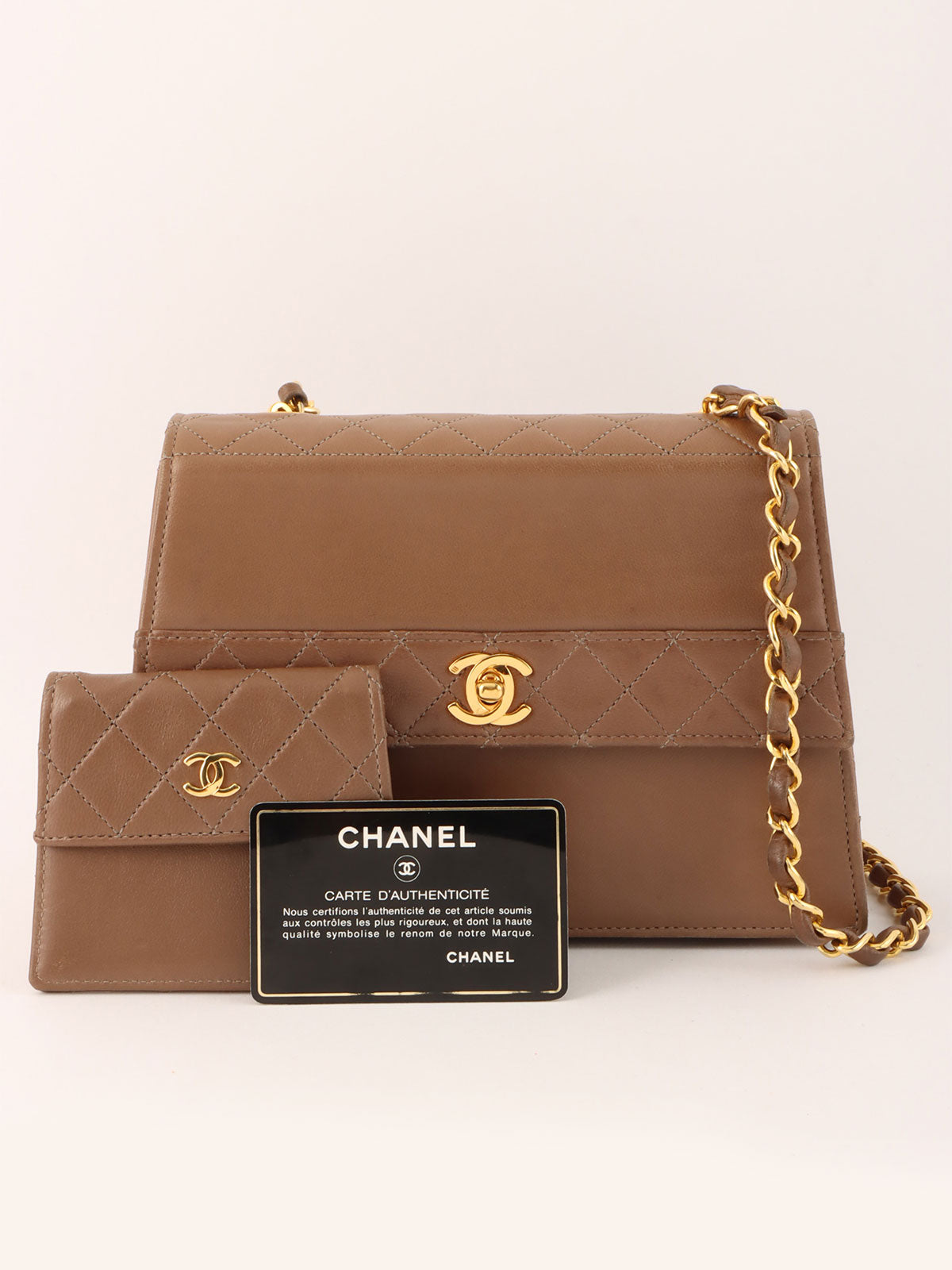 1990s CC Turnlock Chain Shoulder Bag, Brown