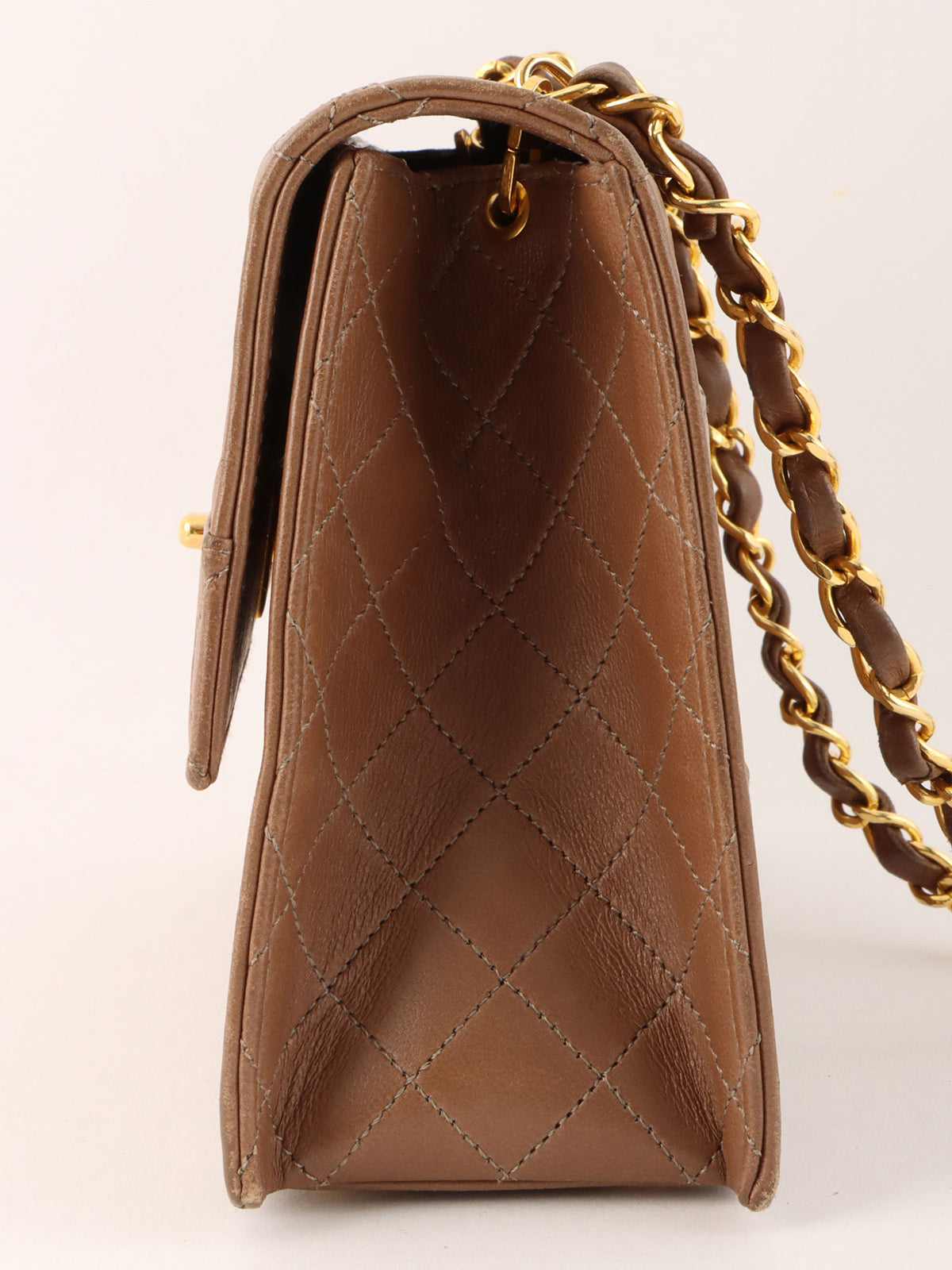 1990s CC Turnlock Chain Shoulder Bag, Brown