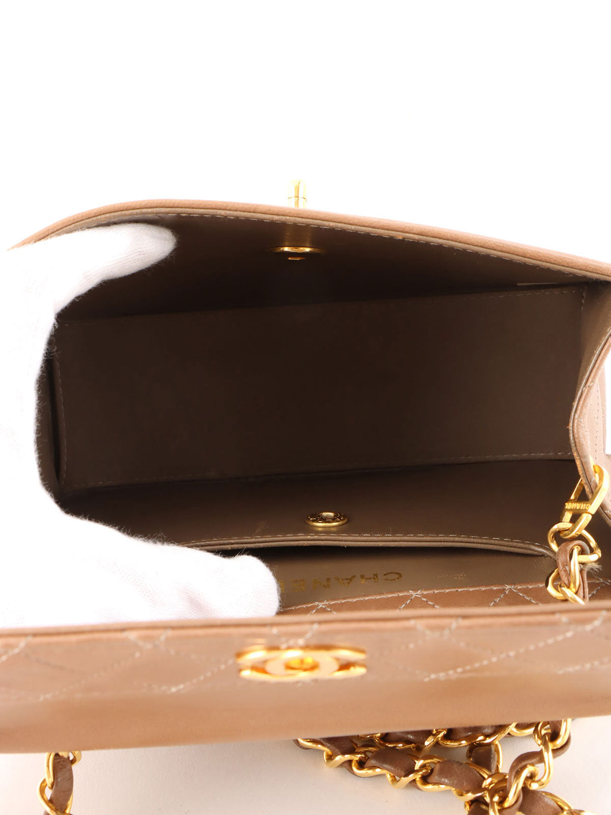 1990s CC Turnlock Chain Shoulder Bag, Brown