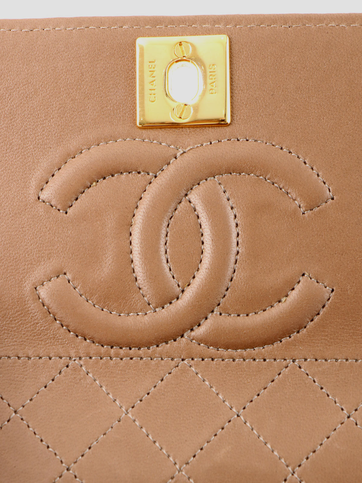 1990s CC Turnlock Chain Shoulder Bag, Brown