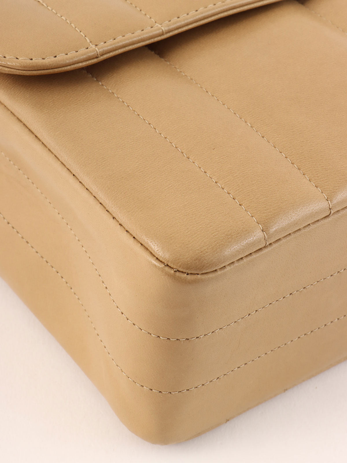 Mademoiselle Stitch CC Turnlock Chain Bag, Beige, circa 1995
