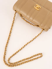 Mademoiselle Stitch CC Turnlock Chain Bag, Beige, circa 1995