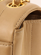 Mademoiselle Stitch CC Turnlock Chain Bag, Beige, circa 1995