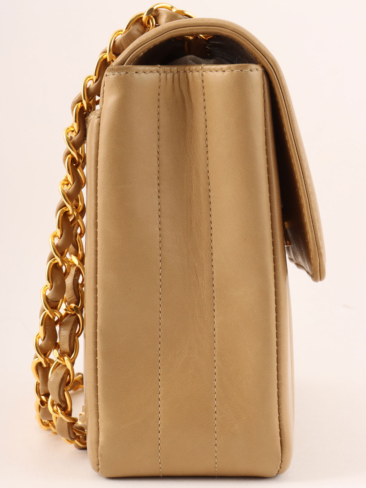 Mademoiselle Stitch CC Turnlock Chain Bag, Beige, circa 1995