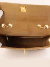 Mademoiselle Stitch CC Turnlock Chain Bag, Beige, circa 1995