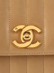 Mademoiselle Stitch CC Turnlock Chain Bag, Beige, circa 1995