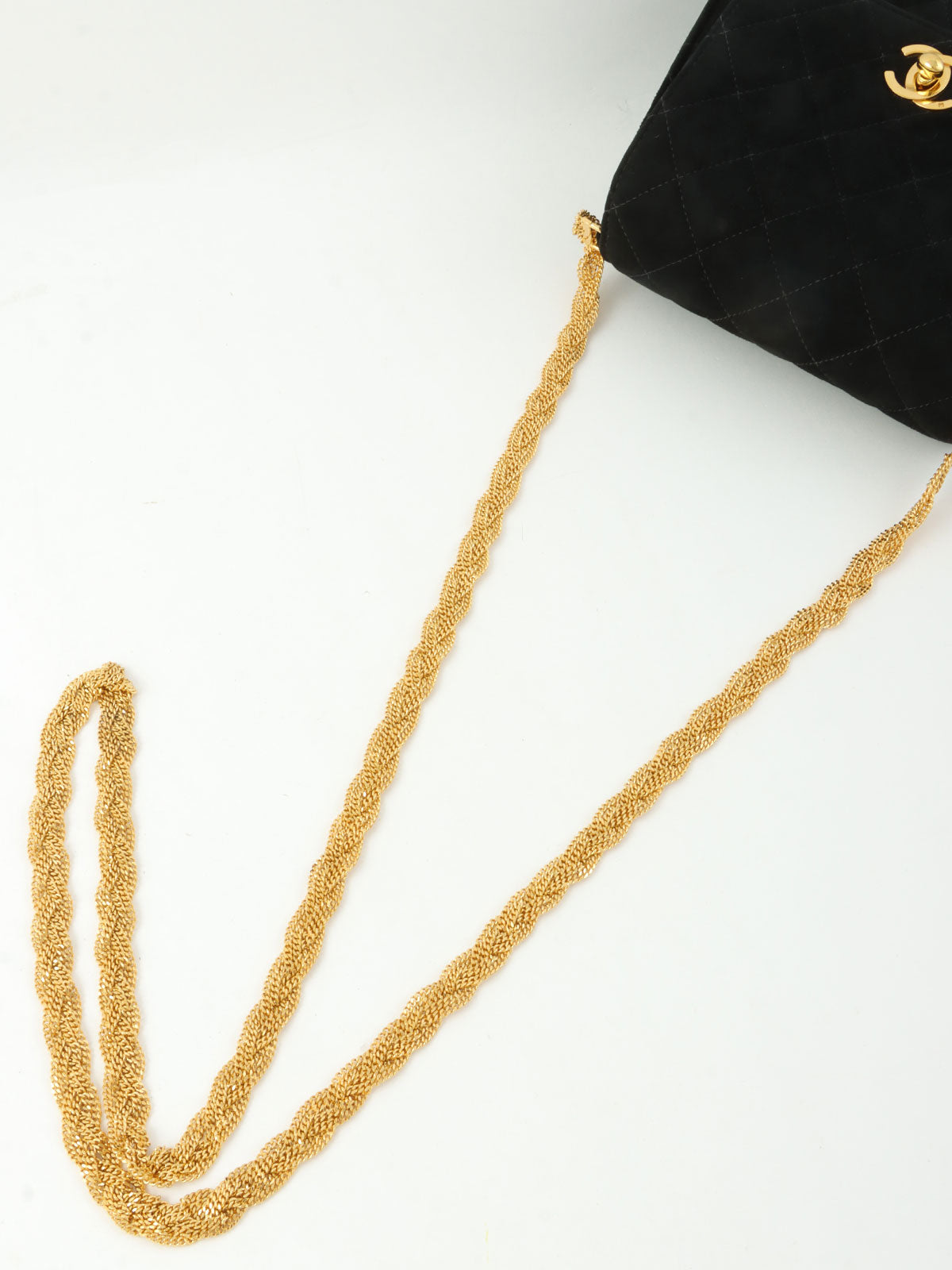 1998年頃製　スエードCCマークターンロックチェーンショルダーバッグ　ブラック