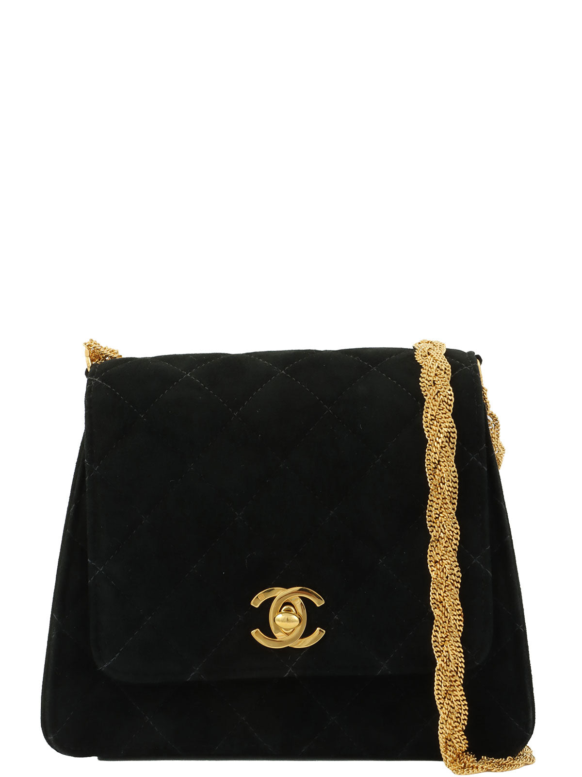 1998年頃製　スエードCCマークターンロックチェーンショルダーバッグ　ブラック