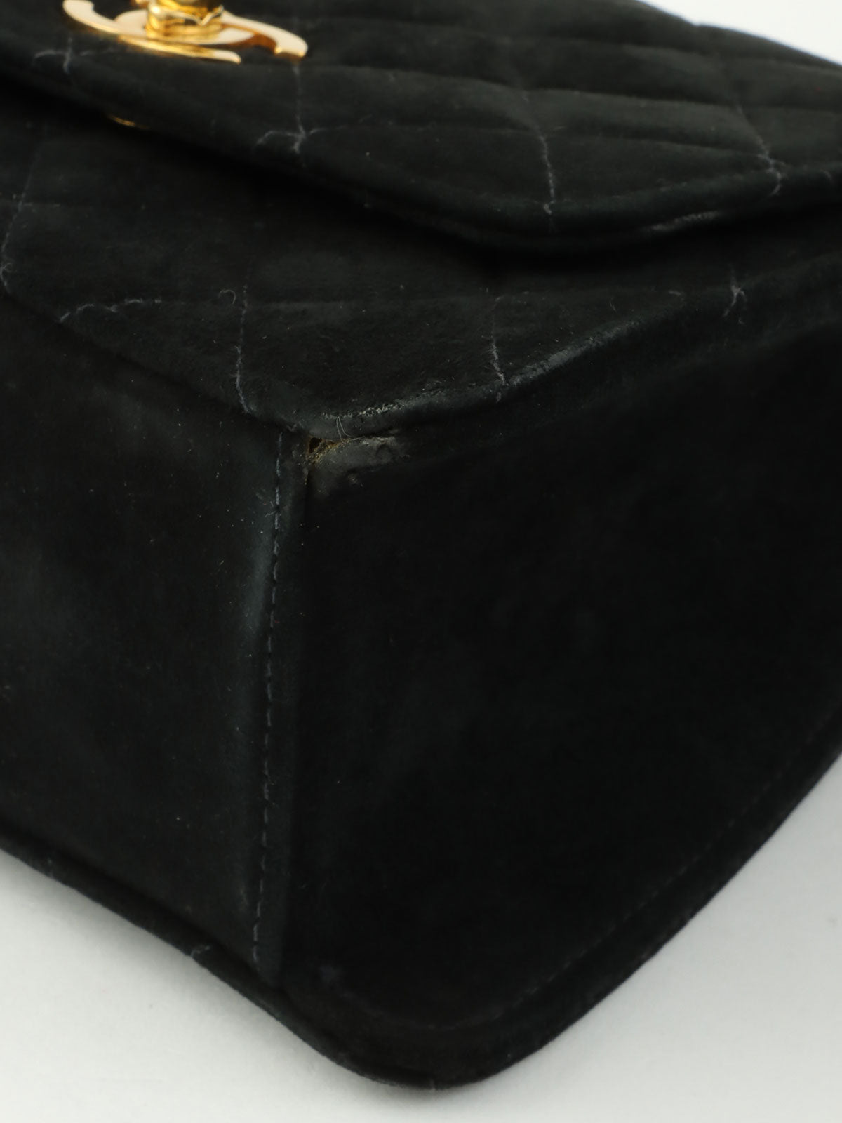 1998年頃製　スエードCCマークターンロックチェーンショルダーバッグ　ブラック