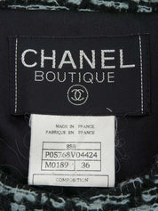 1995年製 ツイードCCマークボタンジャケット ブラック/アイスブルー