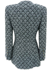 1995年製 ツイードCCマークボタンジャケット ブラック/アイスブルー