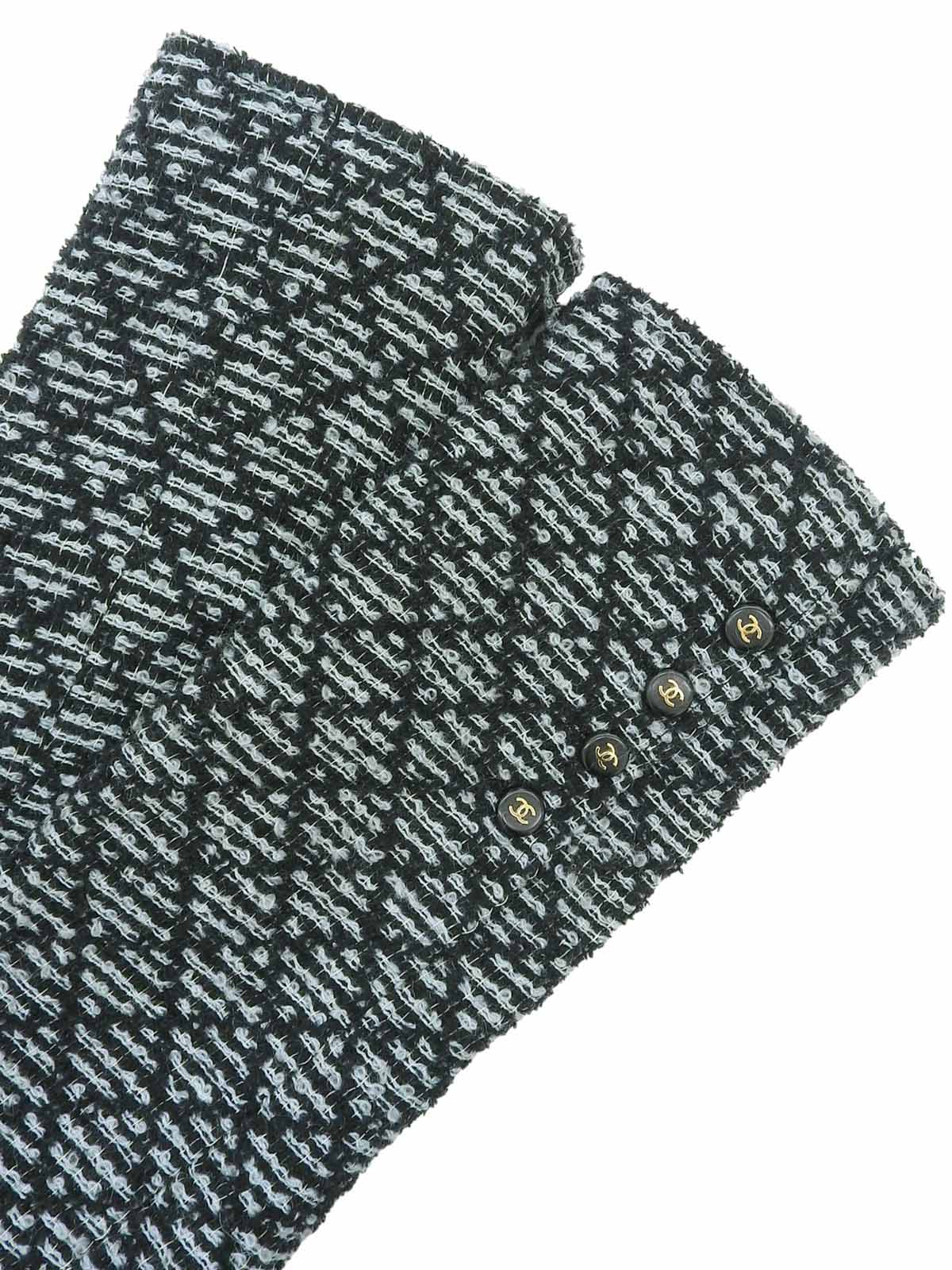 1995年製 ツイードCCマークボタンジャケット ブラック/アイスブルー