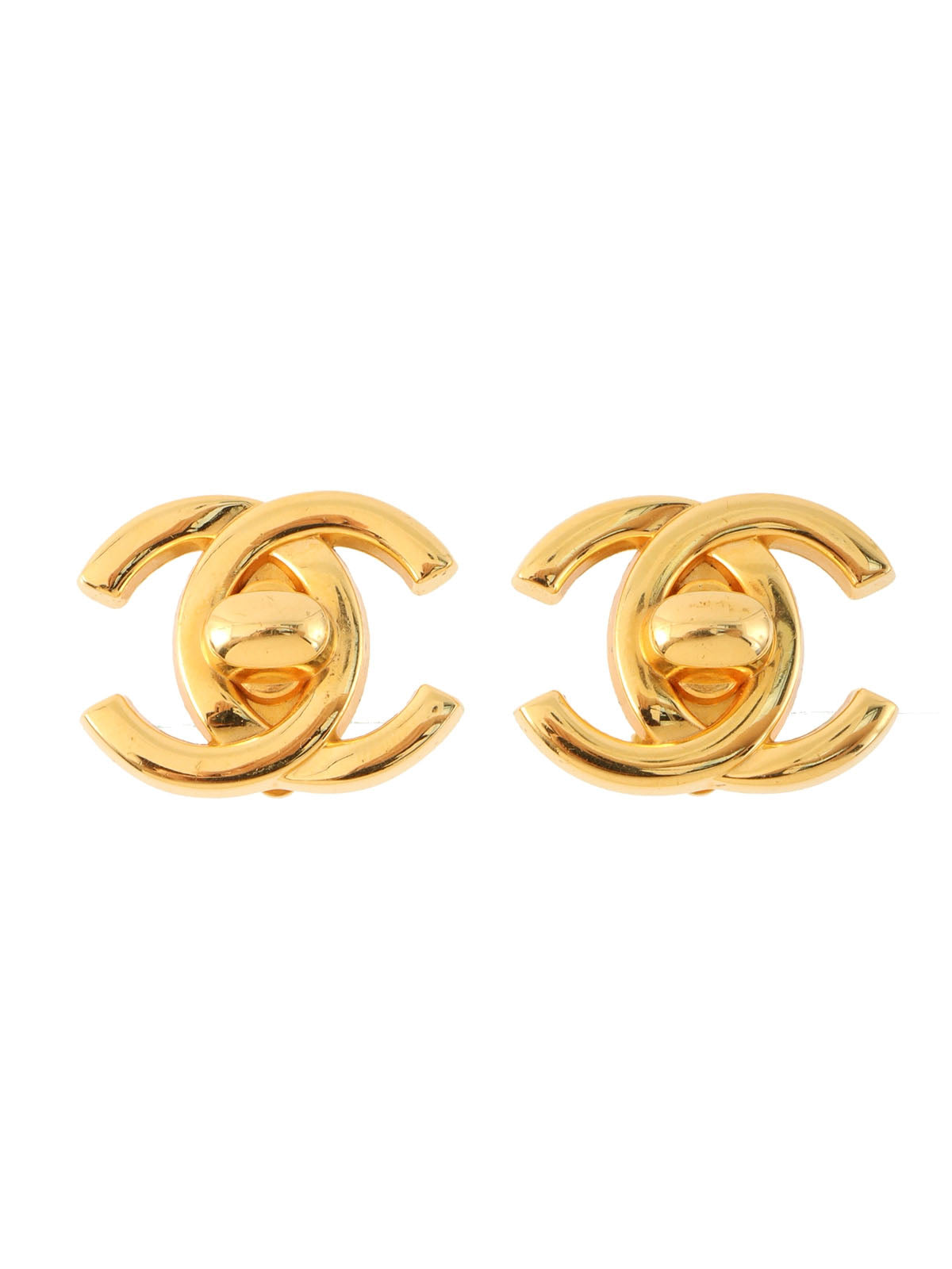 1996 CC Turnlock Earrings Gold
