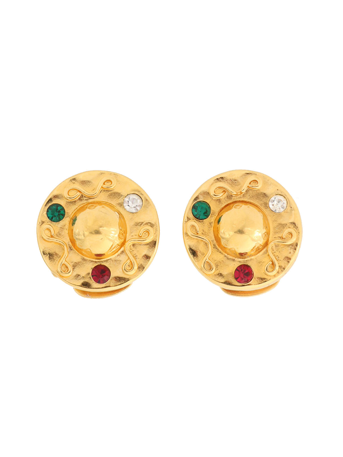 Round Rhinestone Star Ball Earrings in Gold