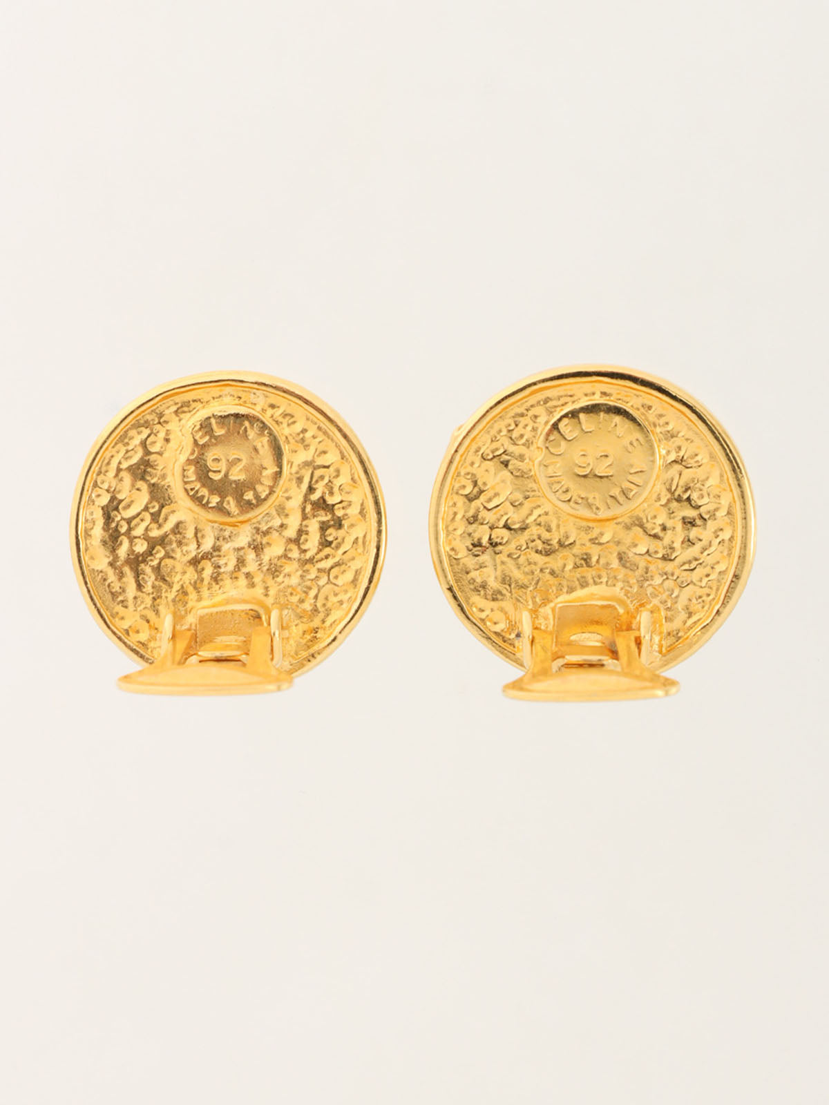 ラウンドラインストーンスターボールイヤリング ゴールド