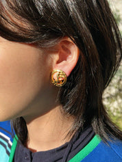 Round Musical Note Cutout Earrings in Gold