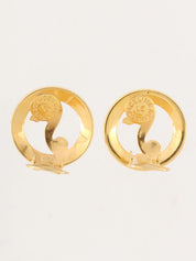 Round Musical Note Cutout Earrings in Gold