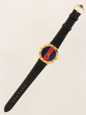 Boys' Round Logo Shelly Line Face Watch in Gold/Black/Multi