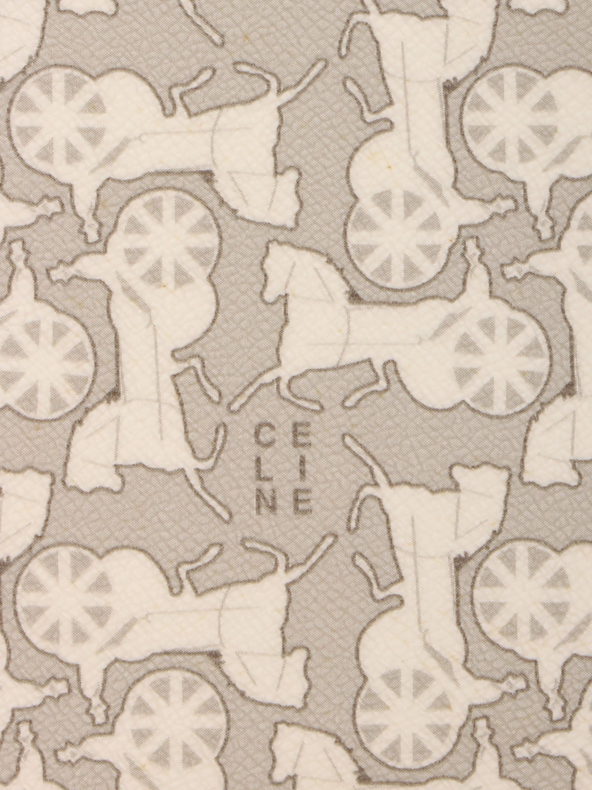 Horse Carriage Pattern Shoulder Bag in Gray/White