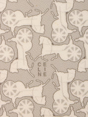 Horse Carriage Pattern Shoulder Bag in Gray/White