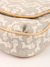 Horse Carriage Pattern Shoulder Bag in Gray/White