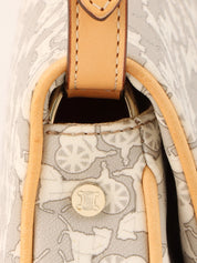 Horse Carriage Pattern Shoulder Bag in Gray/White
