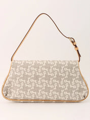 Horse Carriage Pattern Shoulder Bag in Gray/White