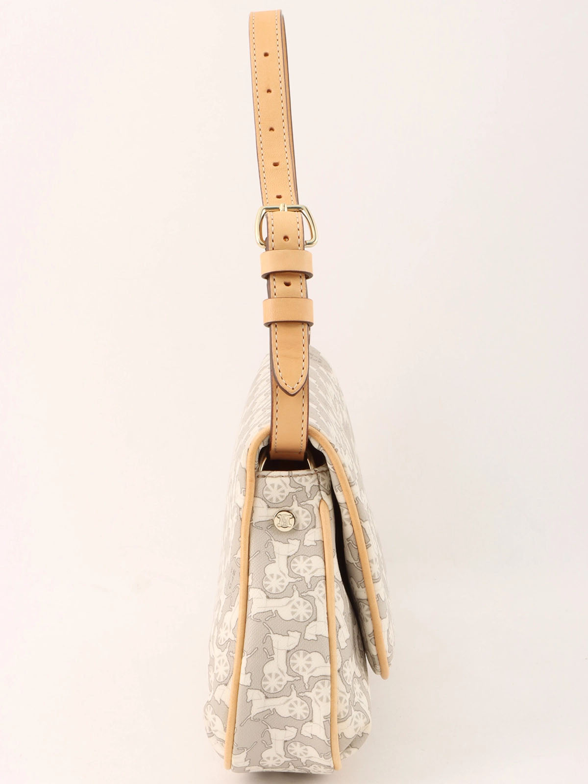 灰色/白色马车图案单肩包