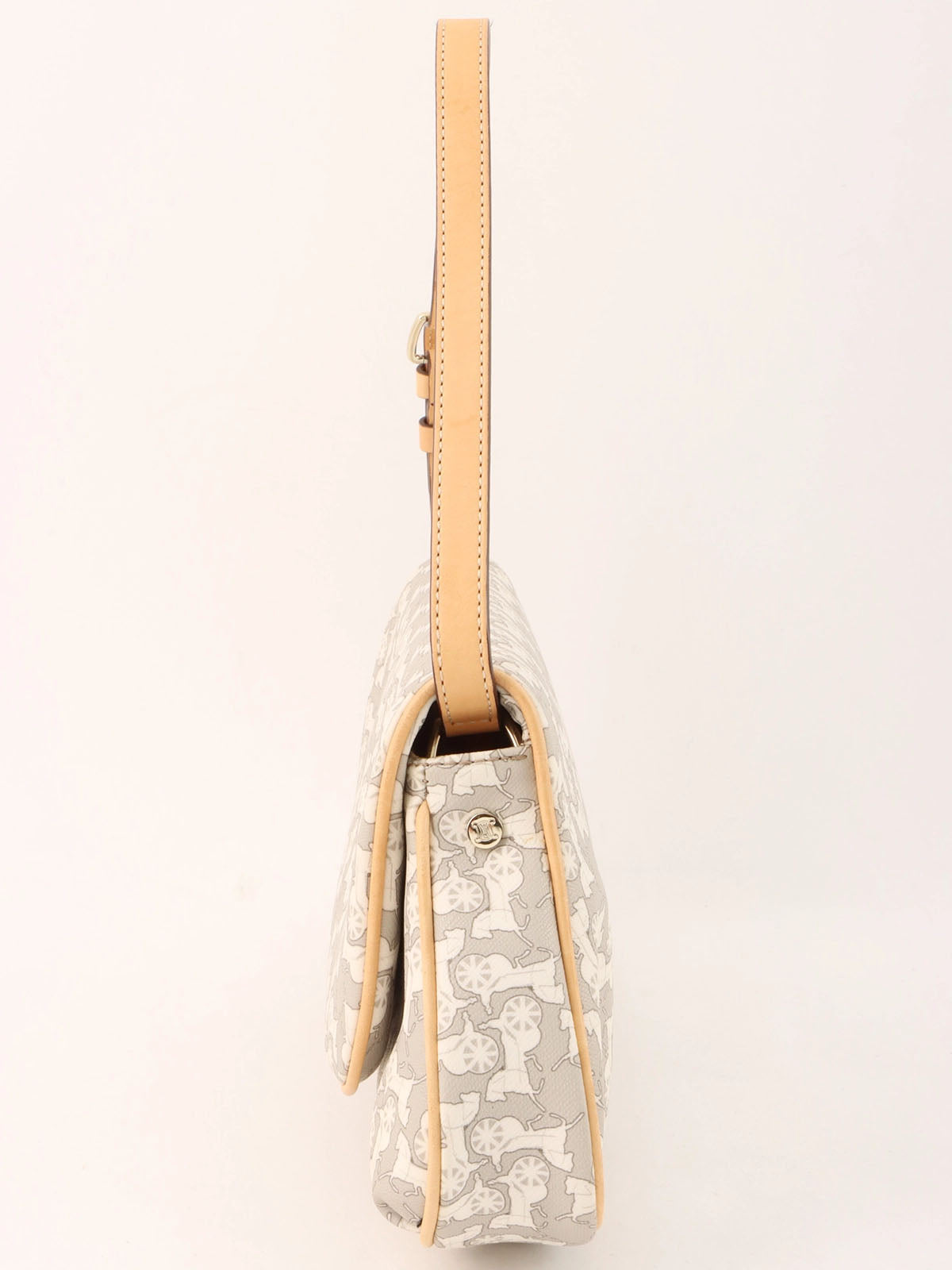 灰色/白色马车图案单肩包