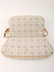 Horse Carriage Pattern Shoulder Bag in Gray/White
