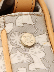 Horse Carriage Pattern Shoulder Bag in Gray/White