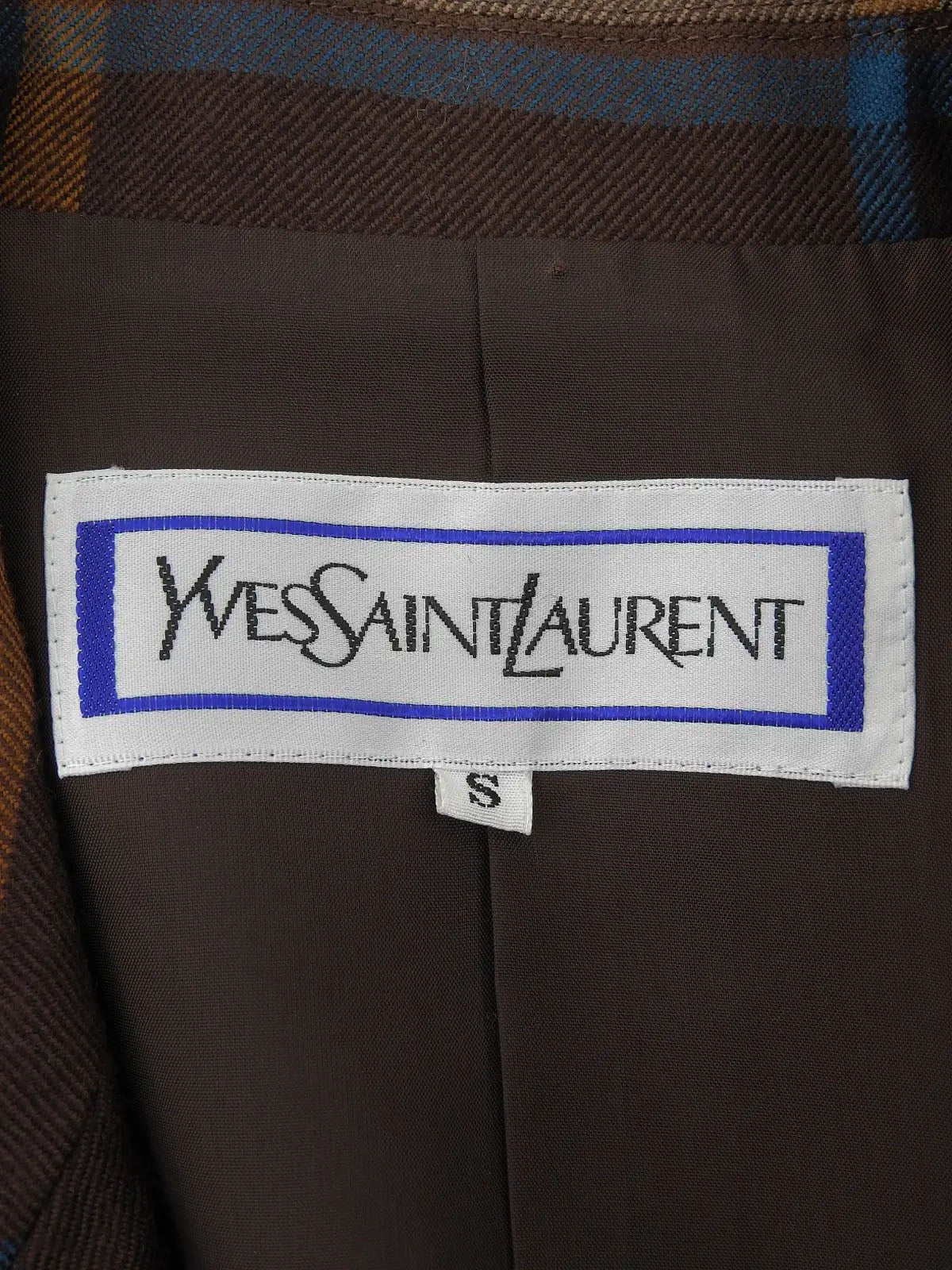 Wool check pattern jacket in brown/multi