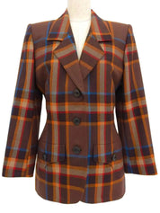 Wool check pattern jacket in brown/multi